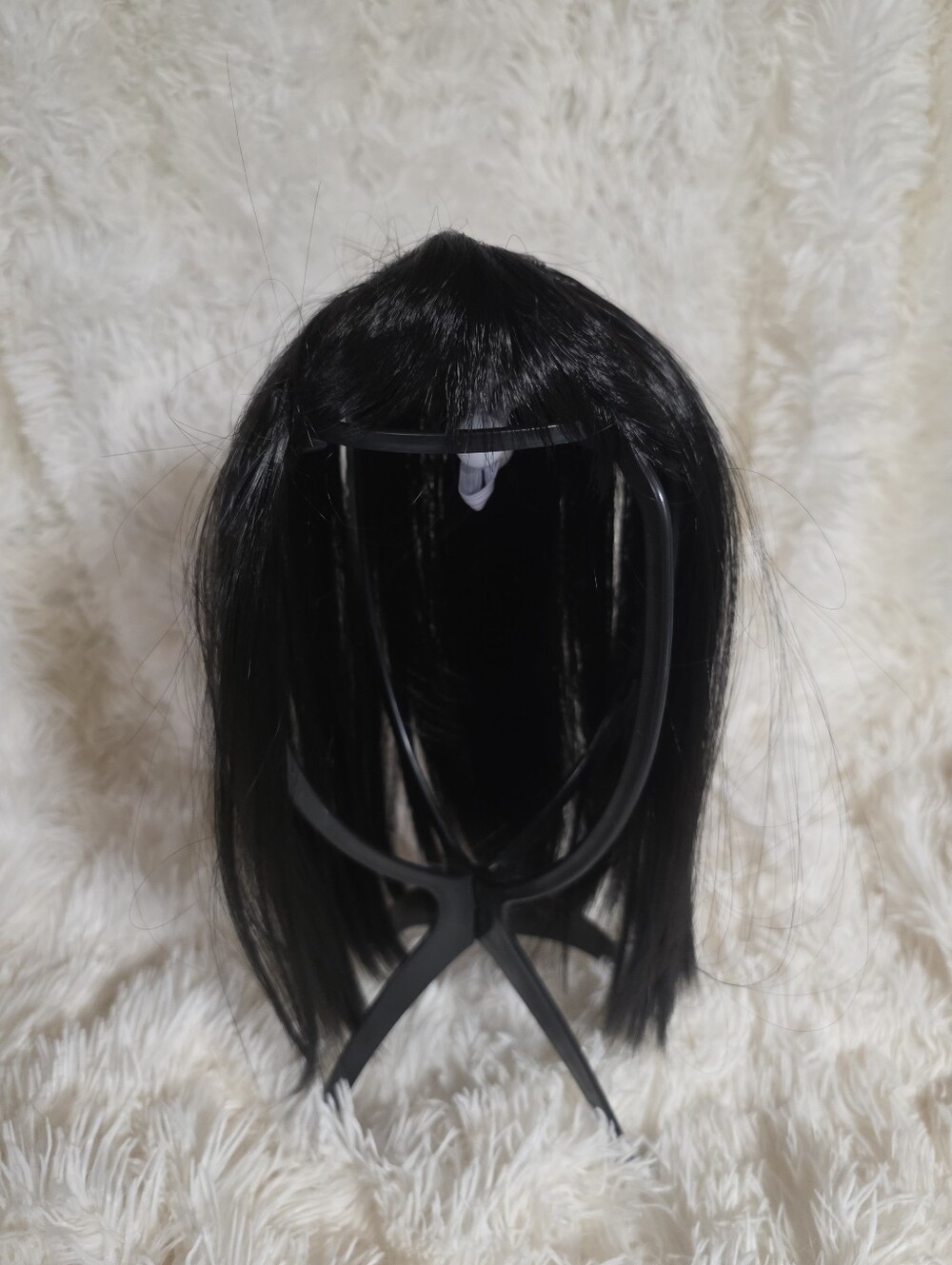 24" Black Women's Synthetic Wig with Bangs For Porch Goose